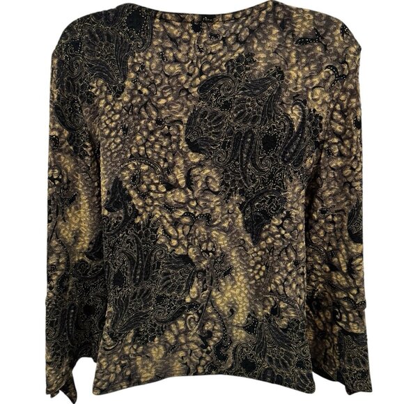 Y2K Bellessa Black Gold Asymmetrical Blouse Dark Romantic WhimsiGoth Fairy M - Picture 6 of 10